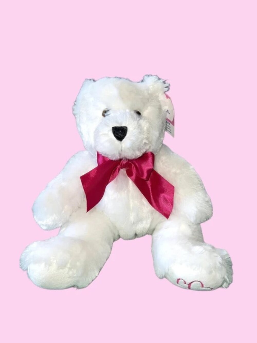 Anico Honee Bear Lotsa Love White Plush Stuffed Animal Valentine's Day Bow 8.5"